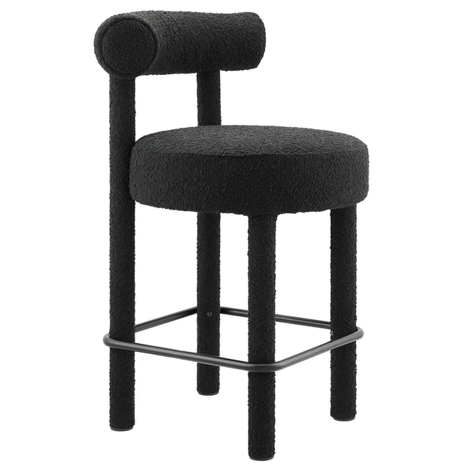 Modway Furniture Toulouse Black Fabric Counter Stool EEI-6383-BLK-BLK