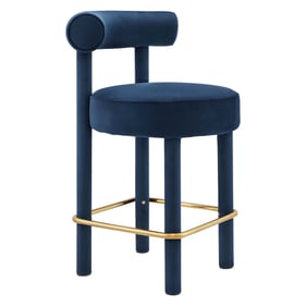 Modway Furniture Toulouse Midnight Blue Gold Velvet Counter Stool