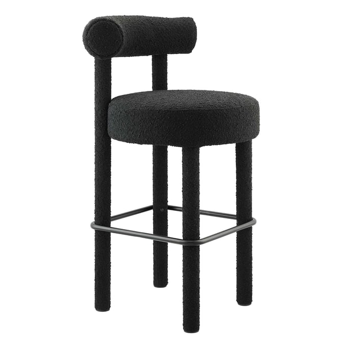 Modway Furniture Toulouse Black Fabric Bar Stool EEI-6385-BLK-BLK