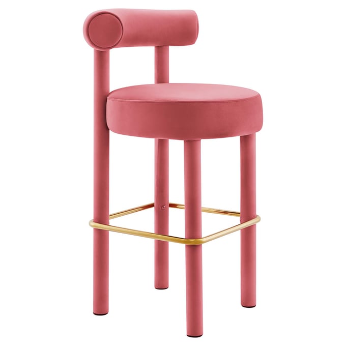 Modway Furniture Toulouse Blossom Gold Velvet Bar Stool EEI-6386-BLO-GLD