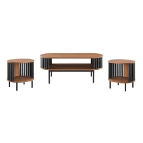 Modway Furniture Fortitude Walnut Black 3pc Coffee Table Set