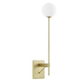 Modway Furniture Riva Satin Brass White Globe Wall Sconce