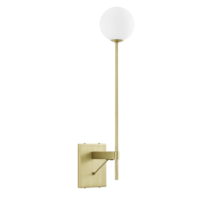 Modway Furniture Riva Satin Brass White Globe Wall Sconce EEI-6533-SBR