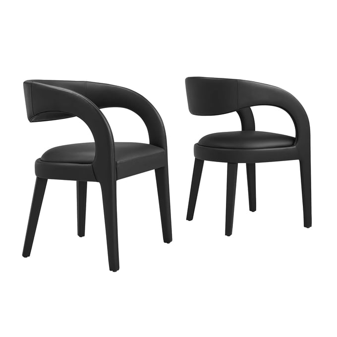 2 Modway Furniture Pinnacle Black Leather Dining Chairs EEI-6561-BLK