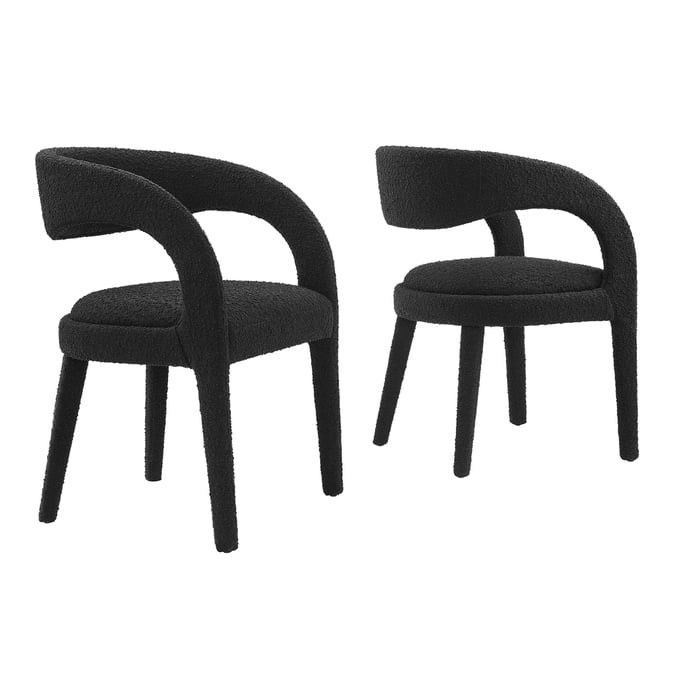 2 Modway Furniture Pinnacle Black Boucle Dining Chairs EEI-6562-BLK