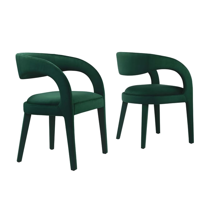 2 Modway Furniture Pinnacle Green Velvet Dining Chairs EEI-6563-GRN