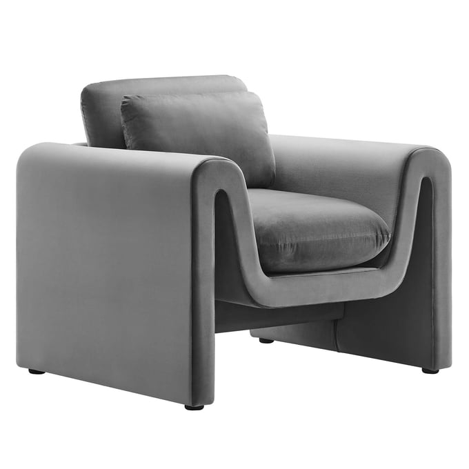 Modway Furniture Waverly Gray Velvet Armchair EEI-6576-GRY