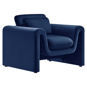 Modway Furniture Waverly Midnight Blue Velvet Armchair