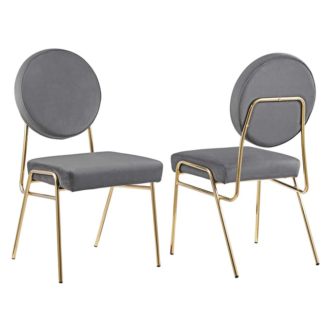 2 Modway Furniture Craft Gold Gray Dining Side Chairs EEI-6581-GLD-GRY