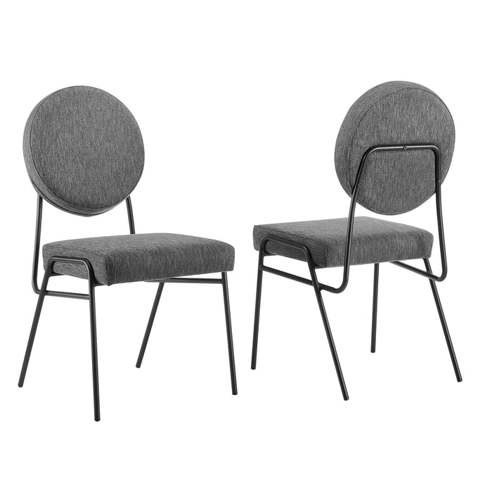 2 Modway Furniture Craft Black Charcoal Fabric Dining Side Chairs EEI-6582-BLK-CHA