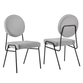 2 Modway Furniture Craft Black Light Gray Fabric Dining Side Chairs