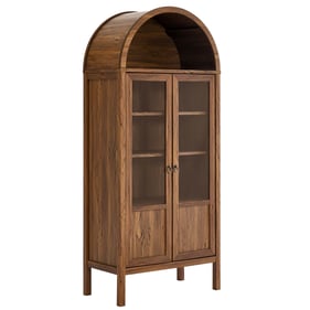 Modway Furniture Tessa Walnut Tall Arched Storage Display Cabinet