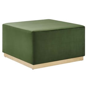 Modway Furniture Tilden Natural Moss Green Velvet 28 Inch Square Ottoman