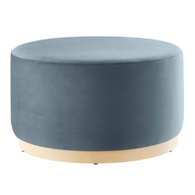 Modway Furniture Tilden Natural Cadet Blue Velvet 29 Inch Round Ottoman