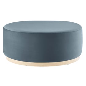 Modway Furniture Tilden Natural Cadet Blue Velvet 38 Inch Round Ottoman