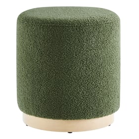 Modway Furniture Tilden Natural Moss Green Sherpa 16 Inch Round Ottoman