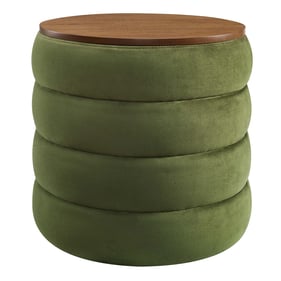 Modway Furniture Mezzo Moss Green Velvet Round Storage Ottoman