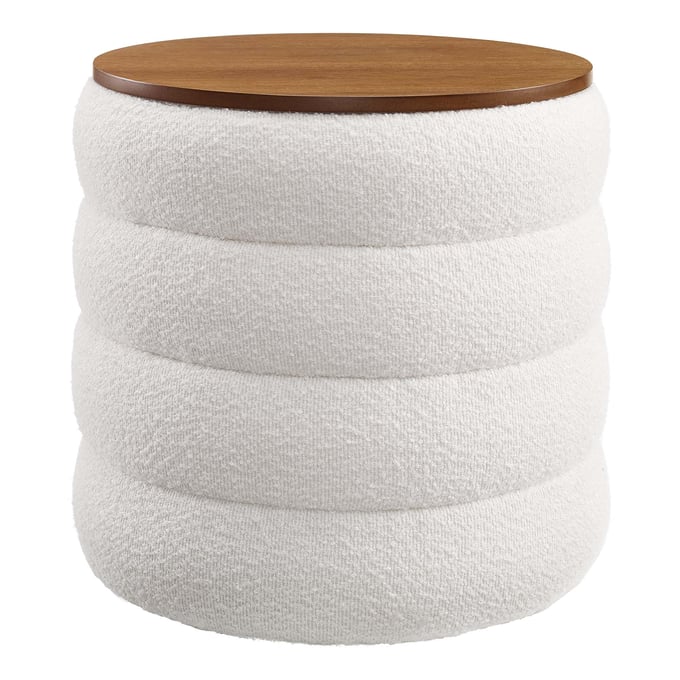 Modway Furniture Mezzo Cloud Boucle Fabric Round Storage Ottoman EEI-6685-CLO