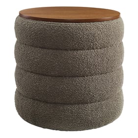 Modway Furniture Mezzo Pebble Boucle Fabric Round Storage Ottoman