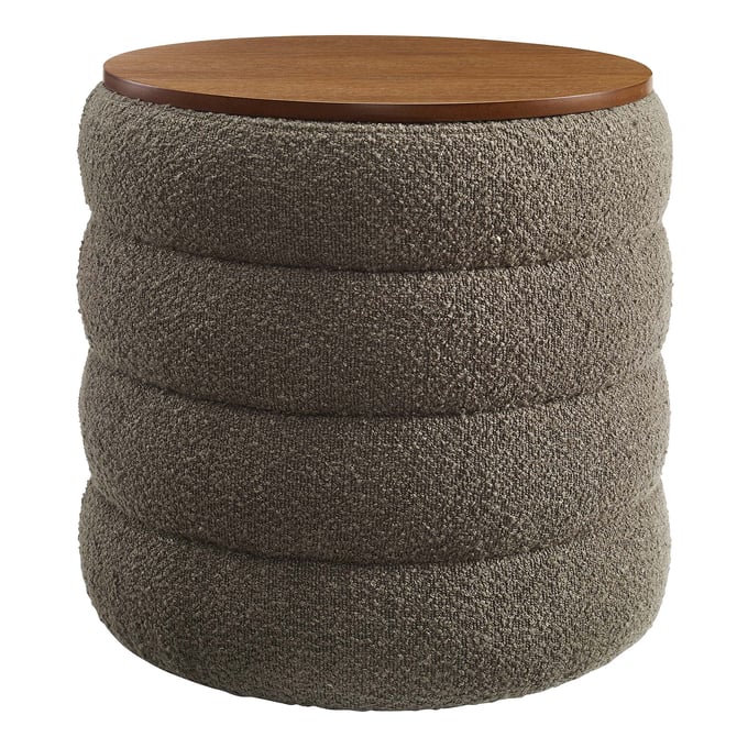 Modway Furniture Mezzo Pebble Boucle Fabric Round Storage Ottoman EEI-6685-PEB