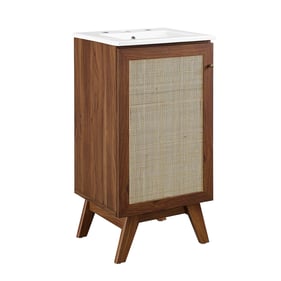 Modway Furniture Soma Walnut White 18 Inch Bathroom Vanity