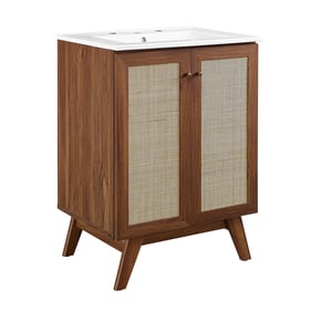 Modway Furniture Soma Walnut White 24 Inch Bathroom Vanity