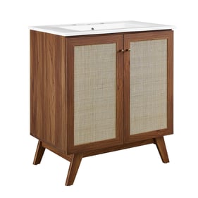 Modway Furniture Soma Walnut White 30 Inch Bathroom Vanity