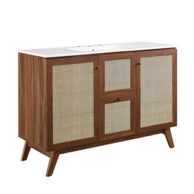 Modway Furniture Soma Walnut White 48 Inch Single Sink Bathroom Vanity