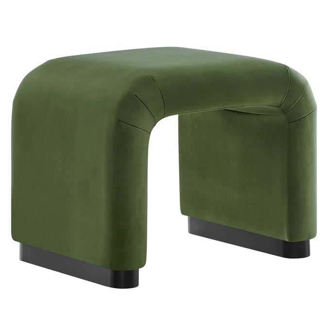 Modway Furniture Koda Black Moss Green Velvet Waterfall Stool EEI-6733-BLK-MOS