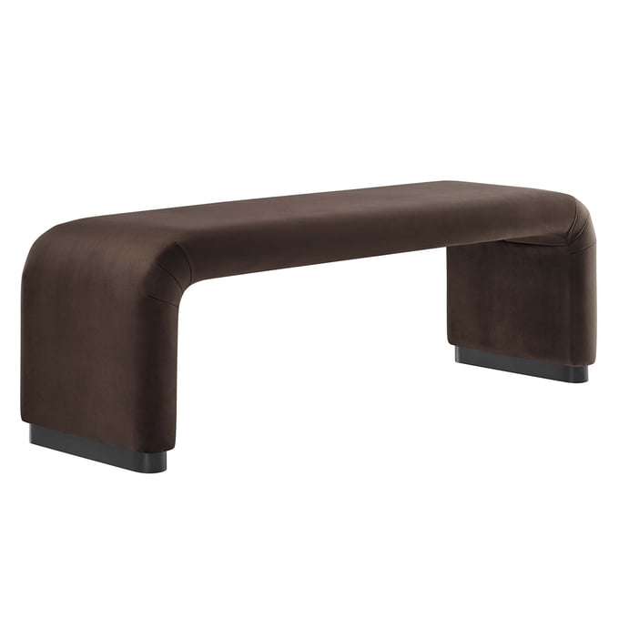 Modway Furniture Koda Black Chocolate Brown Velvet Waterfall Long Bench EEI-6734-BLK-CHB