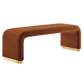 Modway Furniture Koda Brass Rust Velvet Waterfall Long Bench