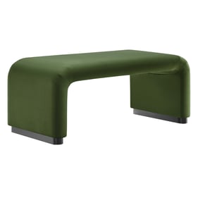 Modway Furniture Koda Black Moss Green Velvet Waterfall Ottoman