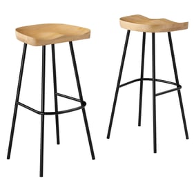 2 Modway Furniture Concord Oak Backless Bar Stools