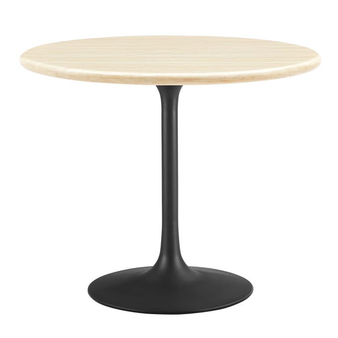 Modway Furniture Lippa Black Travertine 36 Inch Round Dining Table EEI-6750-BLK-TRA