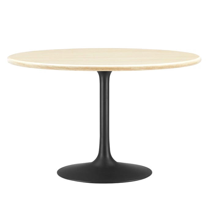 Modway Furniture Lippa Black Travertine 48 Inch Round Dining Table EEI-6755-BLK-TRA