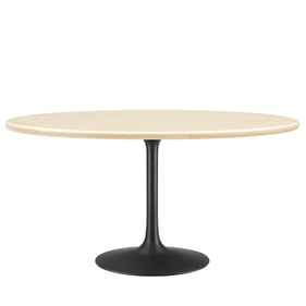 Modway Furniture Lippa Black Travertine 60 Inch Oval Dining Table