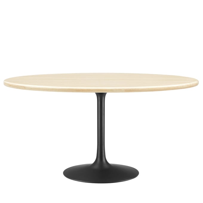 Modway Furniture Lippa Black Travertine 60 Inch Oval Dining Table EEI-6758-BLK-TRA