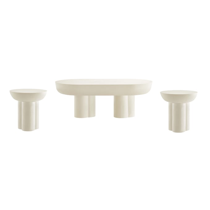 Modway Furniture Caspian White 3pc Oval Coffee Table Set EEI-676-OCT-S4