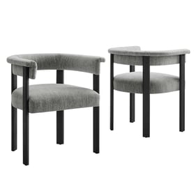 2 Modway Furniture Imogen Gray Black Barrel Dining Chairs