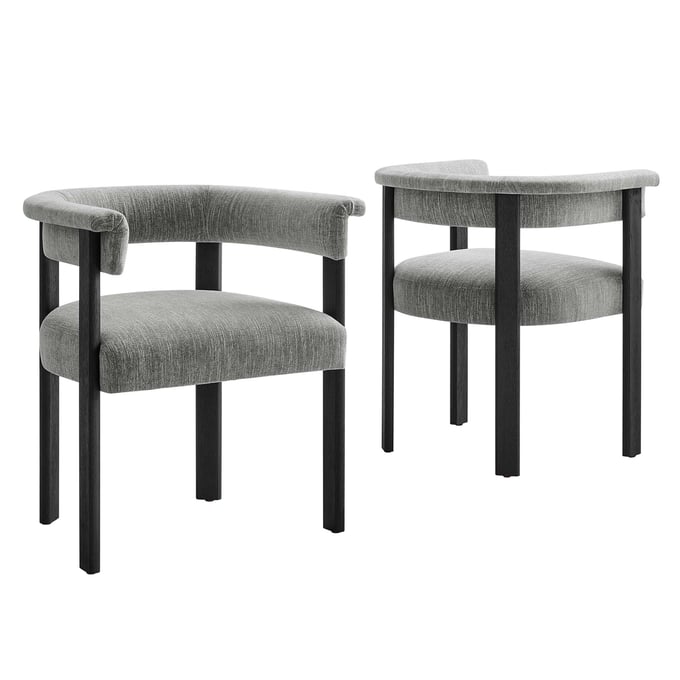 2 Modway Furniture Imogen Gray Black Barrel Dining Chairs EEI-6776-HEG-BLK