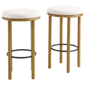 2 Modway Furniture Fable Oak Ivory Boucle Fabric Bar Stools