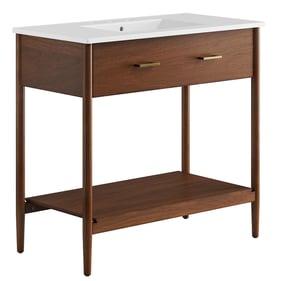 Modway Furniture Zaire Walnut White 36 Inch Bathroom Vanity