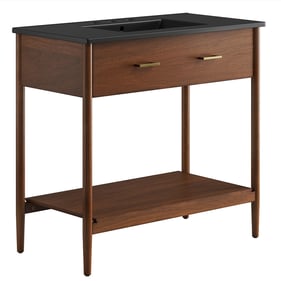 Modway Furniture Zaire Walnut Black 36 Inch Bathroom Vanity