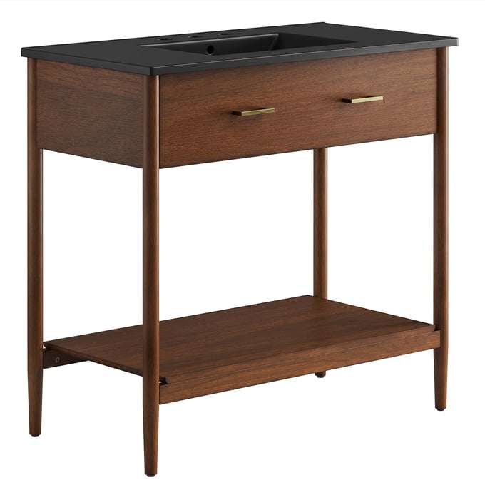 Modway Furniture Zaire Walnut Black 36 Inch Bathroom Vanity EEI-6823-WAL-BLK