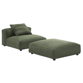 Modway Furniture Solace Fern Corduroy Modular Armless Chair and Ottoman Set