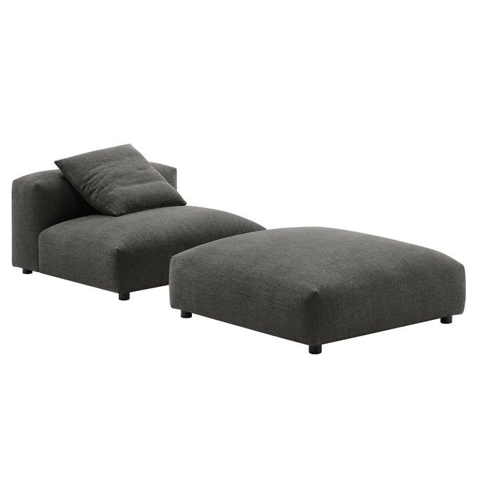 Modway Furniture Solace Charcoal Fabric Modular Armless Chair and Ottoman Set EEI-7023-CHA