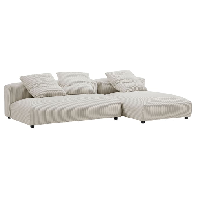 Modway Furniture Solace Almond Corduroy 2pc Modular Sectional with Chaise EEI-7024-ALM