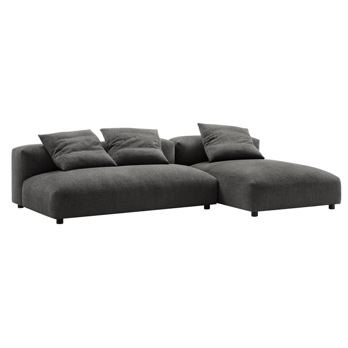 Modway Furniture Solace Charcoal Fabric 2pc Modular Sectional with Chaise EEI-7025-CHA