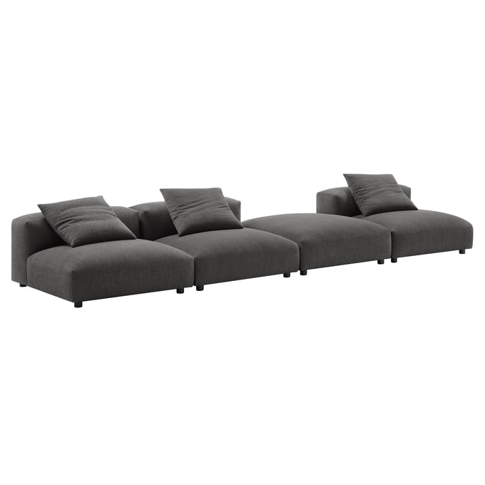 Modway Furniture Solace Charcoal Fabric 4pc Modular Sectional EEI-7027-CHA