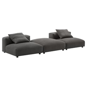 Modway Furniture Solace Charcoal Fabric 3pc Modular Sectional